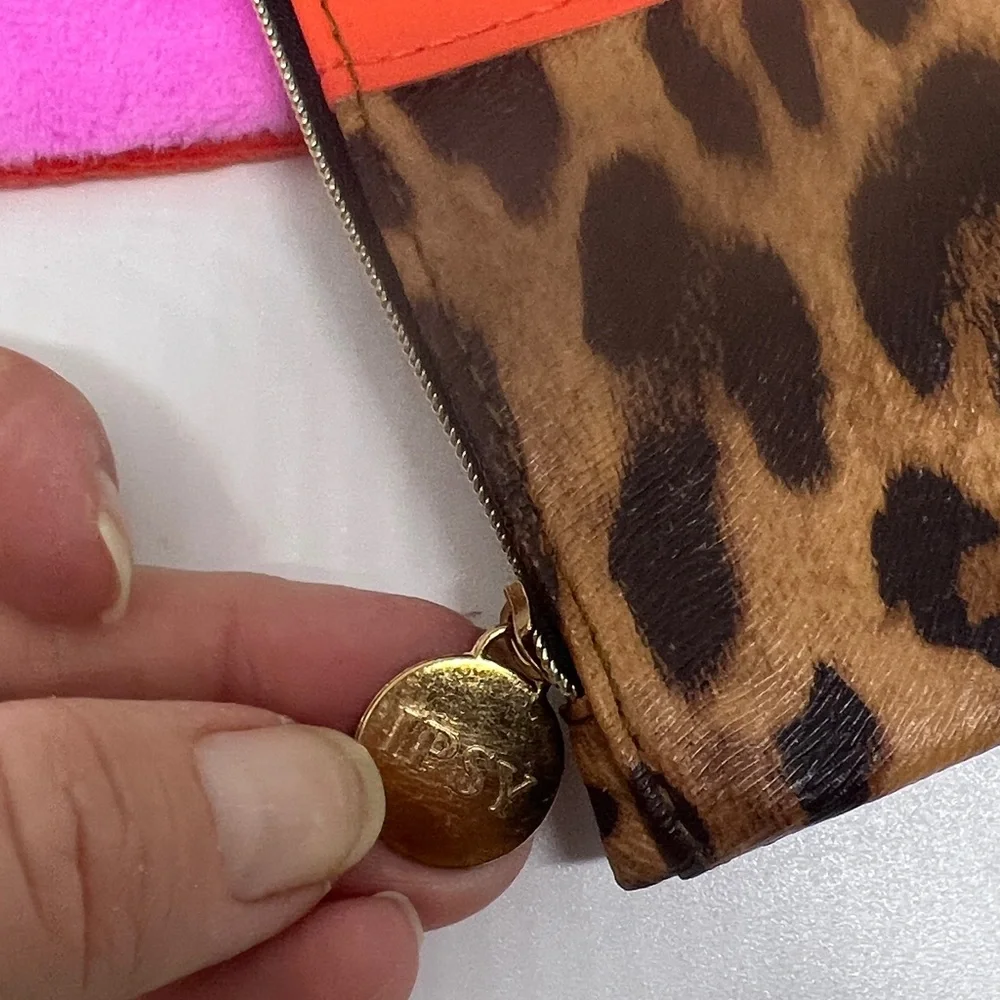 New Leopard Print and Color Block Pink & Orange Ipsy Makeup Bags.